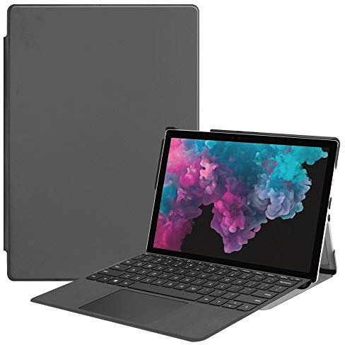 ZZOUGYY Tablet Case for Microsoft Surface Pro 4/5/6/7 12.3 - Ultra Slim Folio Stand, Lightweight PU Leather, KST-Grey - For Working, Entertaining