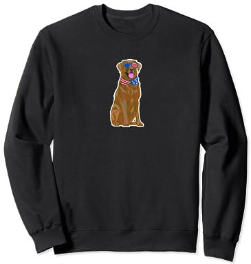 Fox Red Labrador Retriever mit USA-Flagge Brille Bandana Sweatshirt