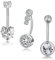 Besyvvin 3er Bauchnabelpiercing 14mm Chirurgenstahl Silber Piercing Bauchnabel Bauchpiercing Damen mit Herz Stein