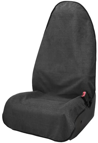 Leader Accessories universeller Autoschonbezug weich Frottee Sitzauflage 3-lagige 100% wasserdicht Autositzbezug als Überwurf rutschfest Schutzbezug Fahrersitz Beifahrersitz Vordersitz Grau