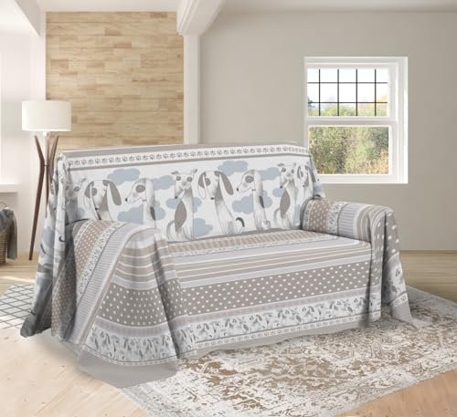 Dalila Casa Copritutto Telo Arredo Bau Bau Cotone (Mis. 2 Piazze, Beige)