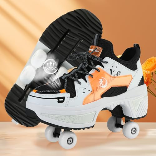 Rollschuhe Schuhe,Schuhe mit Rollen für Mädchen,Turnschuhe mit Rollen Jungen,Roller Schuhe zum Einklappen,LED Roller Skates for Kids,Schuhe Roller Frauen (C, 41)