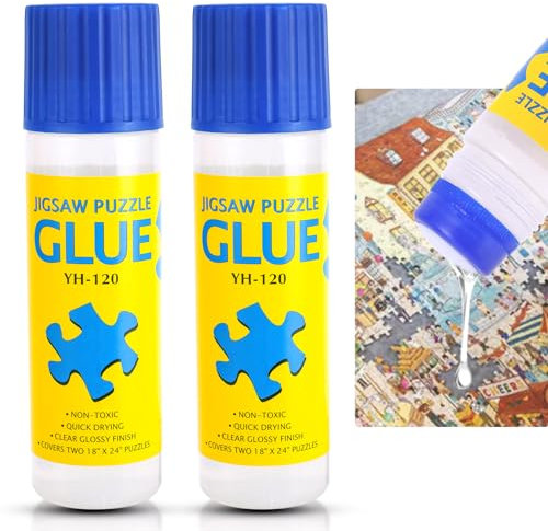 YIIFELL Colle Puzzle Colle pour Puzzle Transparent avec Tête d'application Easy-On, Séchage Rapide Pack de 2 Colle pour Puzzle non Toxique pour 1000/1500/3000 pièces - 120 ml X2 Bouteille