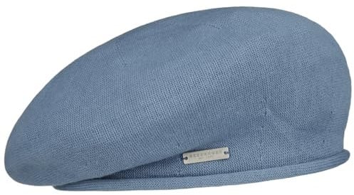 Seeberger Rollrand Baskenmütze Damenmütze Sommermütze Mütze Baske Damenbaske Damen/Kinder - Indoormütze Sommer Frühling-Sommer - One Size blau