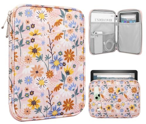 TiMOVO 8-9 Inch Tablet Sleeve Case for iPad Mini 7 (A17 Pro, 2024), iPad Mini 6 (8.3-Inch, 2021), Mini 5/4/3/2/1, Portable Protective Pouch Bag, Yellow Flower