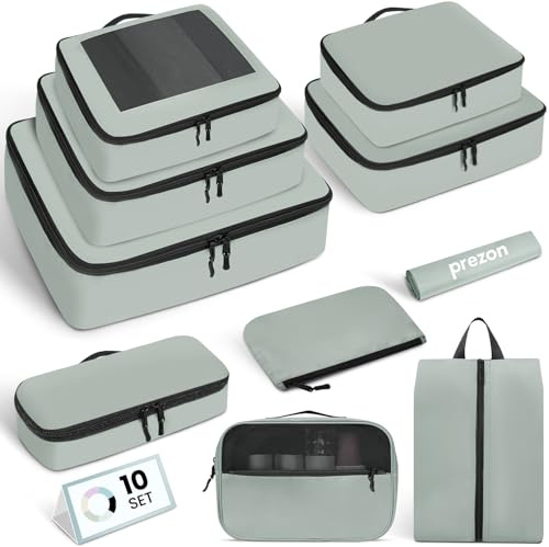 Prezon Packing Cubes for Suitcase 10 Set, Leichtgewichtige Gepäck Packing Organizer Packing Cubes für Reisezubehör