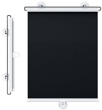 Verdunkelungsrollos mit Saugnapf, einziehbare Sonnenschutzrollos, 40/45/50/58/68/72/80 cm Rollo, tragbarer temporärer Jalousievorhang, für Türen, Fenster, Schwarz-50 x 90 cm