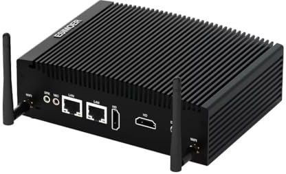ESIMOER Mini PC Industriale PC Fanless Win 11 Core i5 8350U, 16GB RAM 128GB SSD, Doppi Display HD 4K, 2 RJ45 LAN, 2 RS232 COM, 8 USB, WiFi, BT, Micro PC Win11 per Aziende, Casa, Industria, LOT
