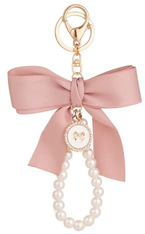 BIRLOZA 1 pcs SchlüSselanhäNger Band SchlüSselband Cute Bow SchlüSselanhäNger Frauen SchlüSsel AnhäNger MäDchen Perle SchlüSselanhäNger Auto SchlüSselanhäNger ZubehöR Geschenk FüR Frauen