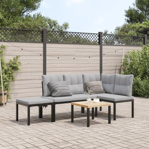 Tidyard Gartenbank-Set 4-TLG. Schwarz Pulverbeschichteter Stahl3 76