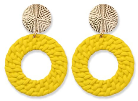 KBRPEY Ohrringe Damen Mädchen Boheme Style Geometrische Ohrringe Bunt Hängend Metal Vintage Modeschmuck Geschenke Zubehör (Gelb)