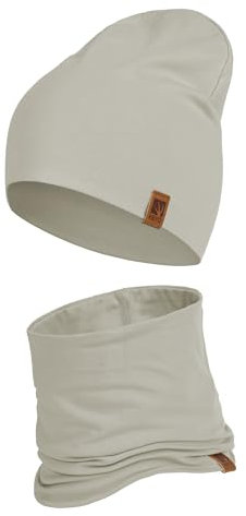 HEYO Kinder Set Beanie Mütze Schlauchschal Baumwolle Rundschal weich Mädchen Jungen Herbst Frühling Frühlinsset Herbstset (Grau 2)