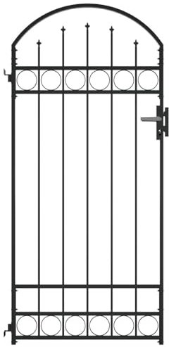 Xichuzi Puerta de jardín con Arco de Acero Negro 89x200 cm, Puertas para Jardin, Puertas De Exterior, Valla Jardín, Rejas para Puertas De Entrada