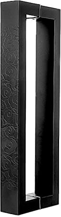 Poignées de porte de grange rustiques coulissantes en verre de douche - Grande tringle rectangulaire avec motif sculpté - 61 cm de long
