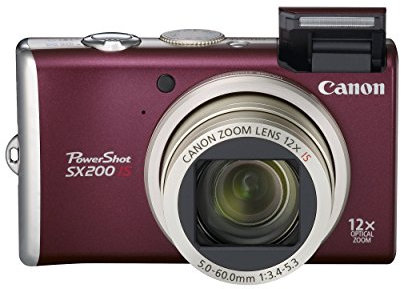 Canon PowerShot SX200 IS Compact Digital Camera 12.1 Megapixels 12 x Zoom Red (Renewed)