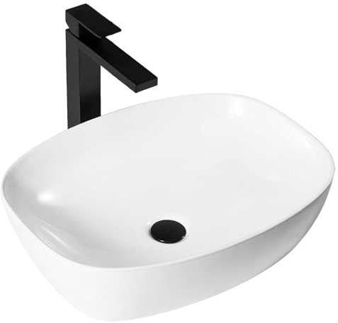 Rea Ovales Aufsatzwaschbecken aus Keramik Freja Oval White - 49X37X13,5CM