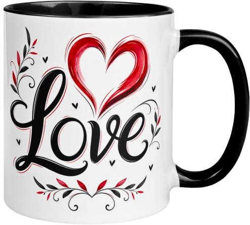 Tasse Liebe | Love mit Herz | Romantisches Ich liebe Dich Geschenk | Liebesbeweis Verliebte Paare Partner Partnerin Freund Freundin Ehefrau Ehemann Hochzeitstag Valentinstag Jahrestag