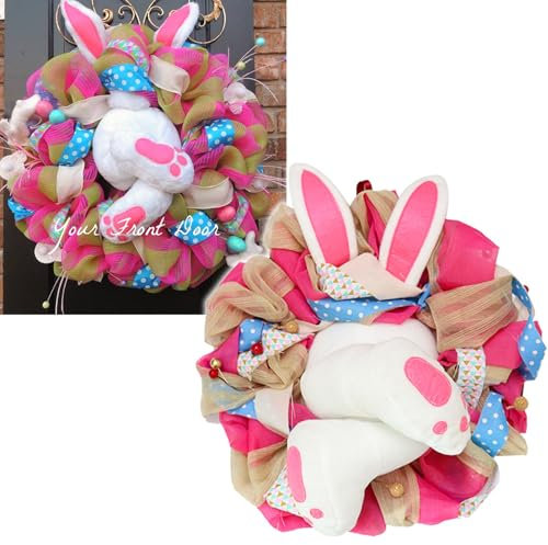 dijiusidy Osterdekorationen, lustiger Osterhasenkranz für die Haustür, Frühlingsfeier, Ostergirlande, Kaninchen Hintern Frühlingsgirlande, E
