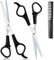 LOPHE Haarschneideschere, 3Pcs Schere Haare Schneiden Haarschere Set, Effilierschere mit Kamm, Hair Cutting Scissors für Bartschere Haarscherer Salon Haarschnitt zu Hause, Schwarz