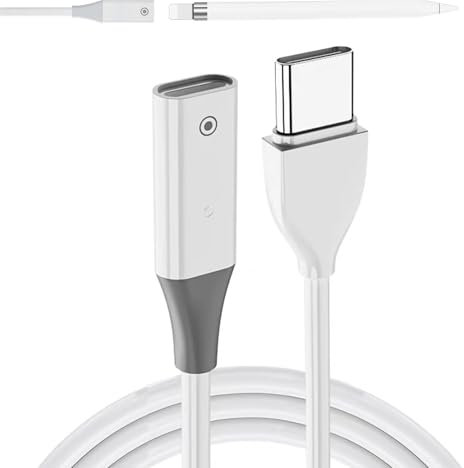 Cable Chargeur pour Apple Pencil 1, Adaptateur pour apple pencil 1 USB C, Adaptateur pour Apple Pen, Connecteur de Charge Durable Compact, Compatible avec iPencil 1 Gen, Chargement Rapide Sécurisé, 1M