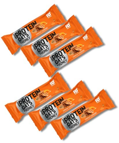 ID Bars-High Protein Bar with Oats & Honey with Choco Cookies Flavour- No Added Sugar, Display Box of 6 x 70g