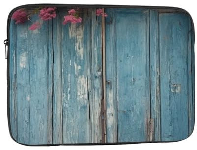 Housse de protection vintage en bois bleu pour ordinateur portable 17