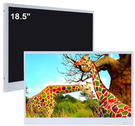 Soulaca TV LED bianco intelligente da 18,5 pollici per bagno, 1080p, impermeabile, Wi-FI e Bluetooth, altoparlante integrato, sistema Android 14.0, W185, modello 2025