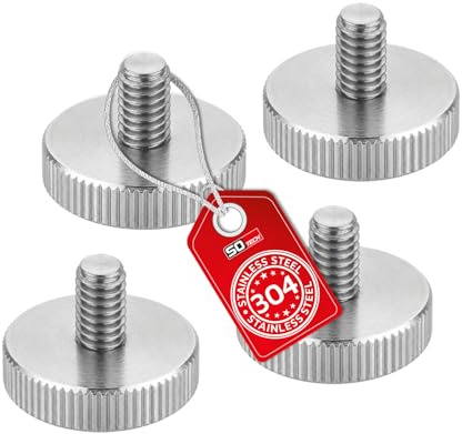 SOTECH 4 Stück Rändelschrauben M10 Länge 12 mm Edelstahl V2A (SS304) flache Form DIN 653 metrische Griffschraube mit gerändelten Seitenflächen