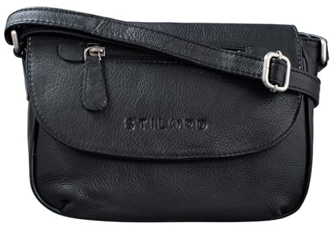 STILORD 'Tamara' Kleine Handtasche Damen Leder Schwarz Umhängetasche Vintage für Frauen zum Ausgehen Abendtasche Partytasche Elegante Echtleder Tasche