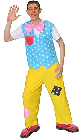The Dragons Den Adults Tumbles Clown Waistcoat Bow Tie Trousers Childrens Entertainer Fancy Dress Costume [S-M]