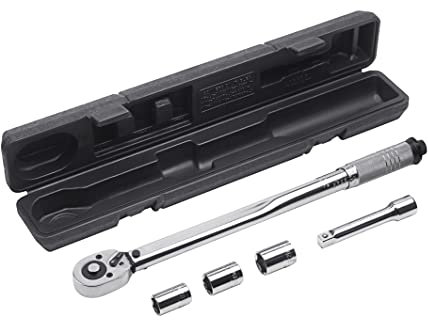 Meister Jeu de 5 clés dynamométriques - Entraînement 12,7 mm (1/2) - Réglable de 40 à 210 Nm - Avec 3 douilles 17 mm, 19 mm, 21 mm et rallonge 125 mm - Kit de changement de pneu - 8499970