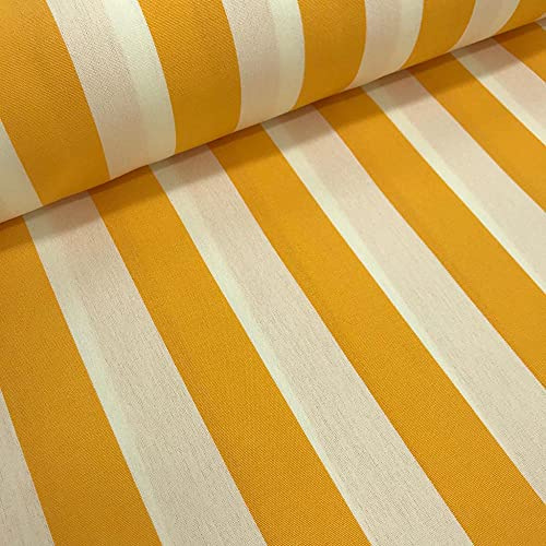 Kt KILOtela - Acryl-Markisenstoff mit Teflon-Finish, Breite 320 cm, Abnutzungs- und UV-beständig, Polsterung für den Außenbereich, Länge wählbar von 50 in 50 cm, Streifen von 5 cm, Gelb