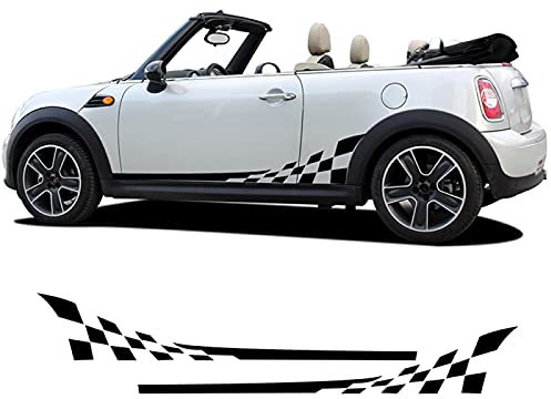 Seitenschweller Aufkleber Tür Seitenstreifen Aufkleber Karierter Rock Körper Aufkleber, Für Mini Cooper S One JCW R56 R57 R50 R52 R53 F55 F56 F57