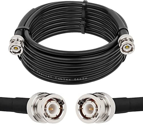 MOOKEERF BNC Male to BNC Male Coax Cable 15FT, 50 Ohm RG58 Coaxial Cable with BNC Connectors for CB radios, Two-Way radios，Amateur Radio