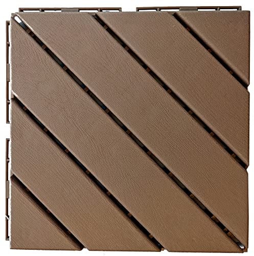 TronicXL Terrassenfliesen Terrassendielen 30 x 30 cm I 11 Stück I ca. 1m² Holz Optik Fliese Bodenfliese Klickfliese mit Klicksystem Bodenbelag (DUNKEL BRAUN)