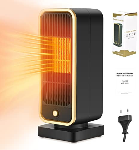 Towwoo Keramik Heizlüfter, 500W 220V 3s Schnelles Heizung PTC Keramik Electric Heater mit Überhitzungsschutz und Kippschutz, ECO Mini Thermostat Heizung für Innenraum Büro Schlafzimmer Wohnzimmer