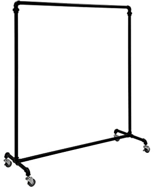 RSR Hangers Kleiderständer Industrial Design Breite 70 x Höhe 150 cm auf Rollen schwarz | Garderobe | Rollgarderobe | Garderobenständer | Kleiderstange | Rollständer