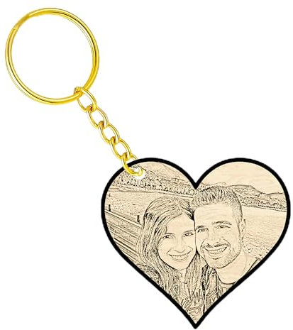 Nitek Schlüsselanhänger mit personalisiertem Foto und graviertem Holz Geschenk für Freunde, Familie, Weihnachten Geburtstag Jahrestag Made in Italy, Holz