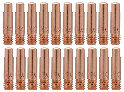 20Pcs Kupfer Kontaktspitze, Mig Mag Schweissgerät Schweißdüsen Stromdüsen Kontaktröhrchen Schweißbrenner Schweißspitzen für Binzel 15AK MIG/MAG Schweißbrenner (1.0)