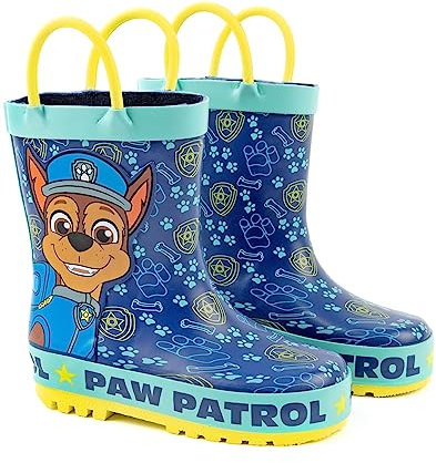 PAW PATROL Gummistiefel Jungen Kinder Kleinkinder | Chase Rescue Welpen Polizei Cop Gummistiefel | Blaugelbe wasserdichte Wanderschuhe