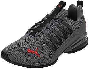 PUMA Herren Axelion Refresh Laufschuhe 43, Black Cool Dark Gray Red