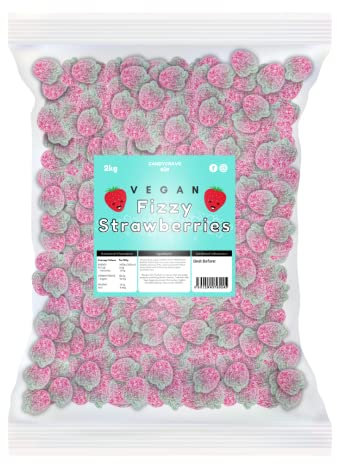 Candycrave Vegan Fizzy Strawberries 2kg | Strawberry Shaped Jelly Sweets | Fruity & Fizzy | Vegan Friendly | Perfect for Sharing, Pick & Mix and Party Tables