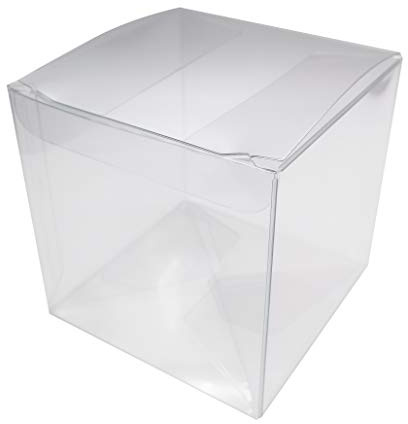 Gechtas 20Pcs Thick PET Crystal Clear Cube Gift Boxes, 10x10x10cm, Food Safe, Assemble in Seconds, Recyclable, Auto-Locking Bottom, for Wedding, Shower, Birthday, Party Favors