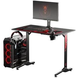 Diablo X-Mate Gaming Tisch 100 cm x 75 cm x 60 cm Schreibtisch PC Computertisch Ergonomisch Carbon Tischplatte Kopfhörerhaken Getränkehalter Rutschfester Fußschutz