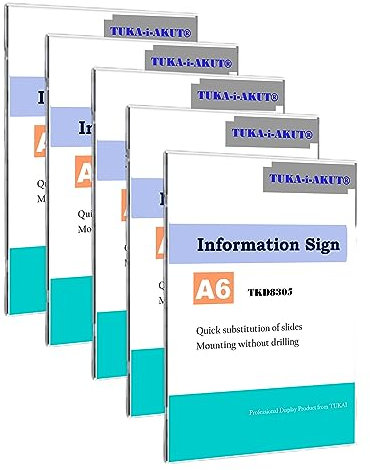 TUKA-i-AKUT 5st. A6 Büroschild Türschild Glasklar, Wandmontage ohne Böhren, Büro Schild zum selbst beschriften für schild 105 mm x 148 mm, Infoschild zum Ankleben, TKD8305-A6-5x