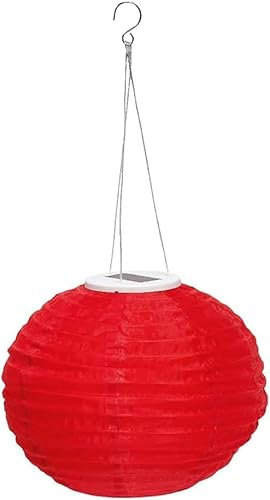 LED Solar Gartenleuchten,Solar Laterne,Solar lampions außen wetterfest,solarlampen für Party Laterne,Outdoor Garten Terrasse hängende Beleuchtung,IP55 wasserdicht 12 Zoll warmweiß (Rot)