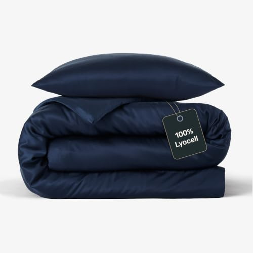twenty:three Lyocell Bettwäsche (1x) 155x220 + (1x) 40x80 Midnight Blue - 100% Tencel - Gewonnen aus Eukalyptus - Hochwertig - Nachhaltig - Atmungsaktiv - Luxus - Hypoallergen