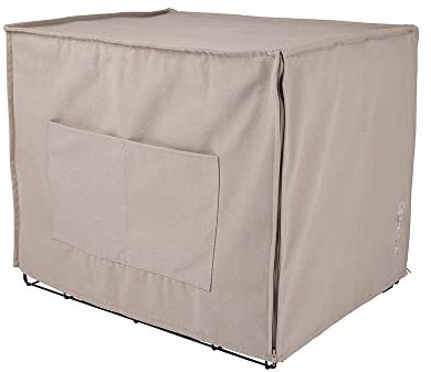 District 70 CRATE Cover - Stijlvolle Benchhoes - Canvas & Katoen - Verkrijgbaar in 5 maten - Donkergrijs & Zand - Maat: L - 94 x 63 x 66 cm, Kleur: Zand