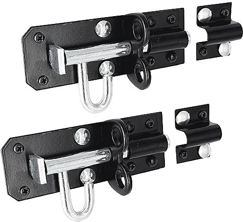 IRONTITE® 2 Pack Black Brenton Bolt Gate Bolt 100mm (4), Ideal Door Bolt Lock for Gates, Sheds, Barns etc. Heavy Duty Gate Lock Bolts. Garden Gate Bolts for Wooden Gates Including Fixings.