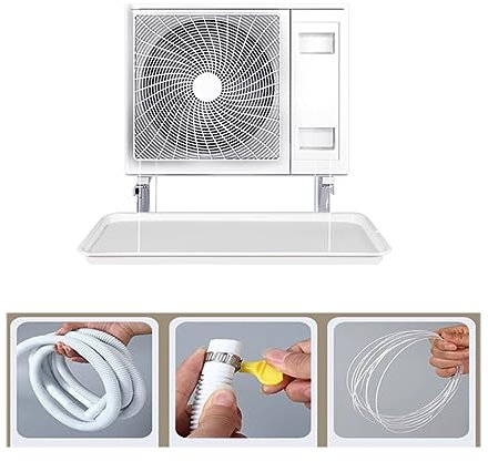 Bandeja de Drenaje de Aire Acondicionado, Bandeja de Drenaje de Unidad Exterior de Aire Acondicionado con Tubo de Drenaje, Material PP5, Kit de Drenaje de Aire Acondicionado de Ventana Universal, ba